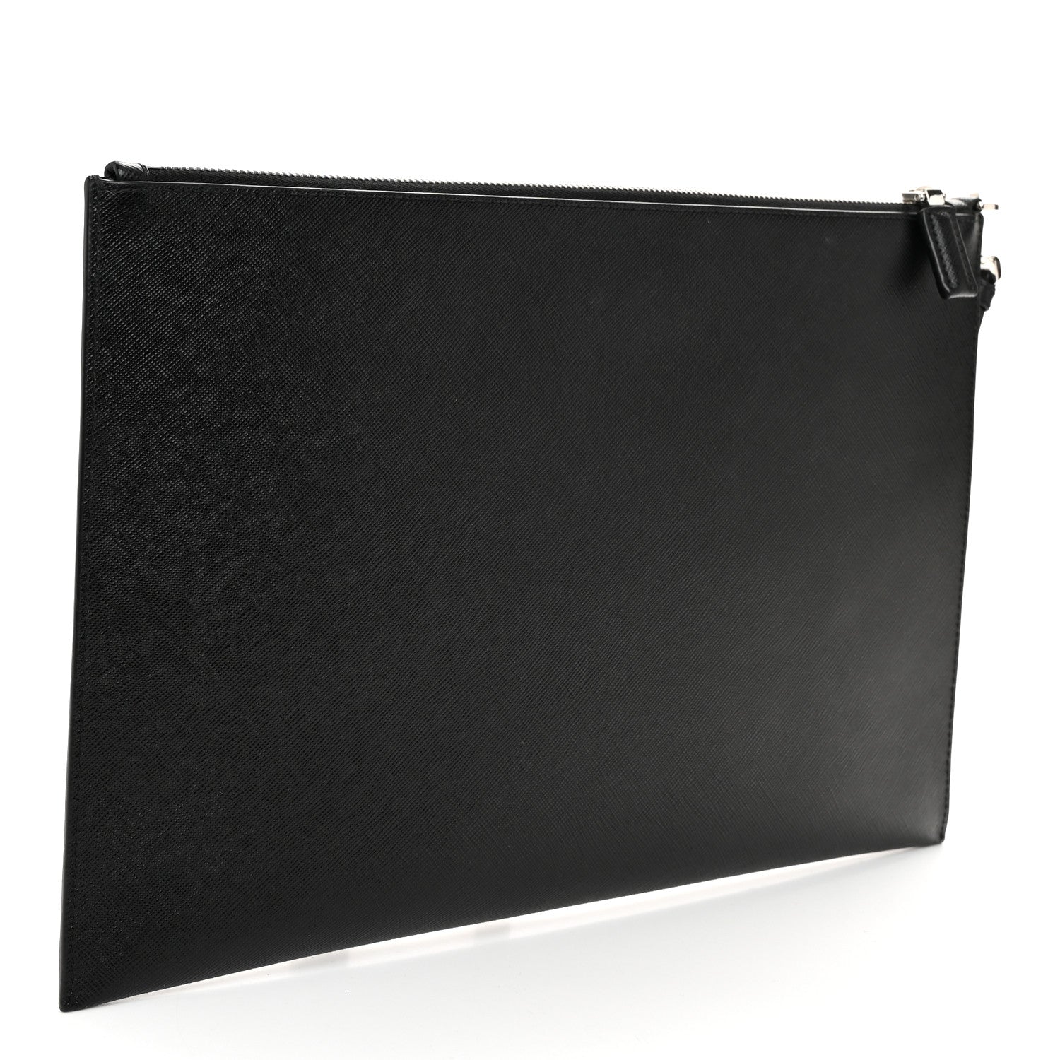 Prada Saffiano Flat Wristlet Pouch Black 3 of 10