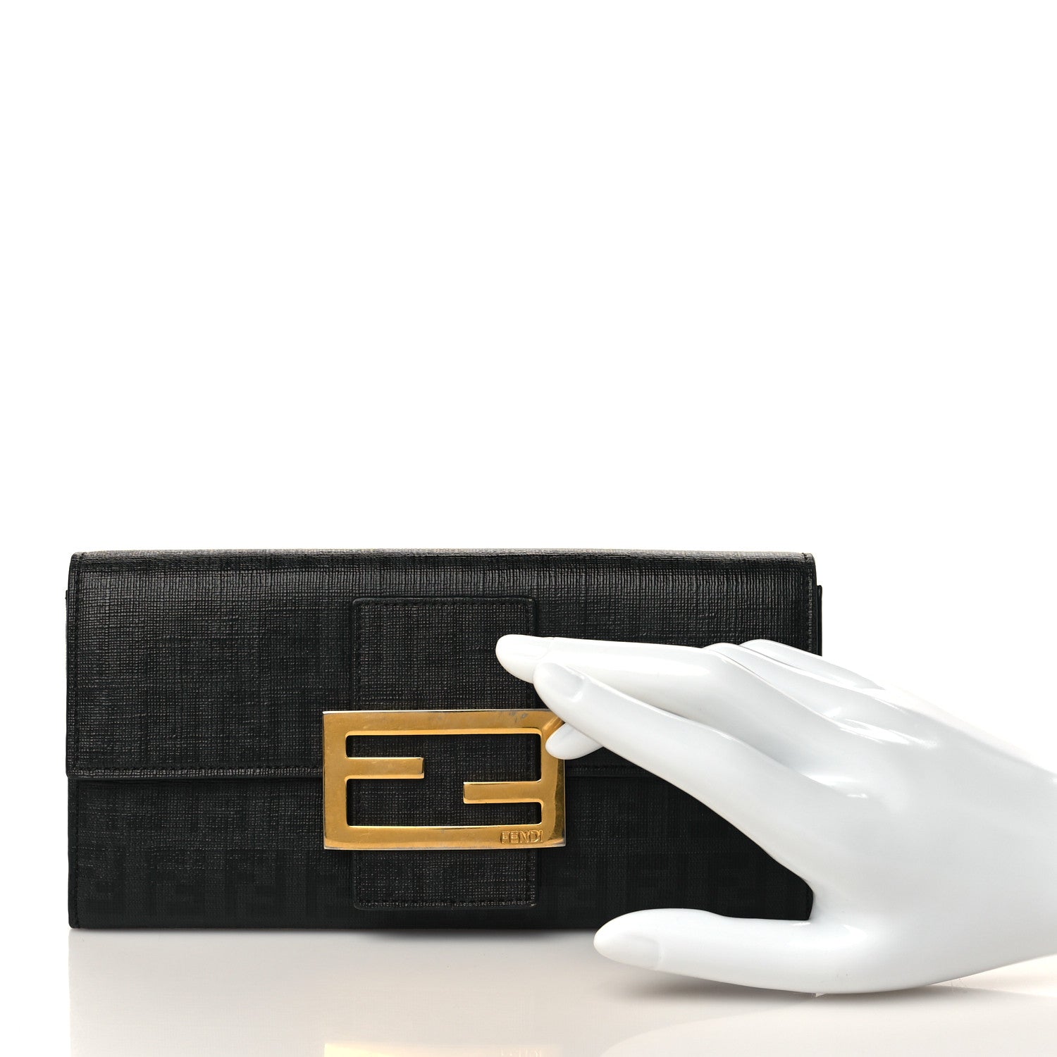 Fendi Zucchino Spalmati Forever Continental Wallet Black 2 of 10