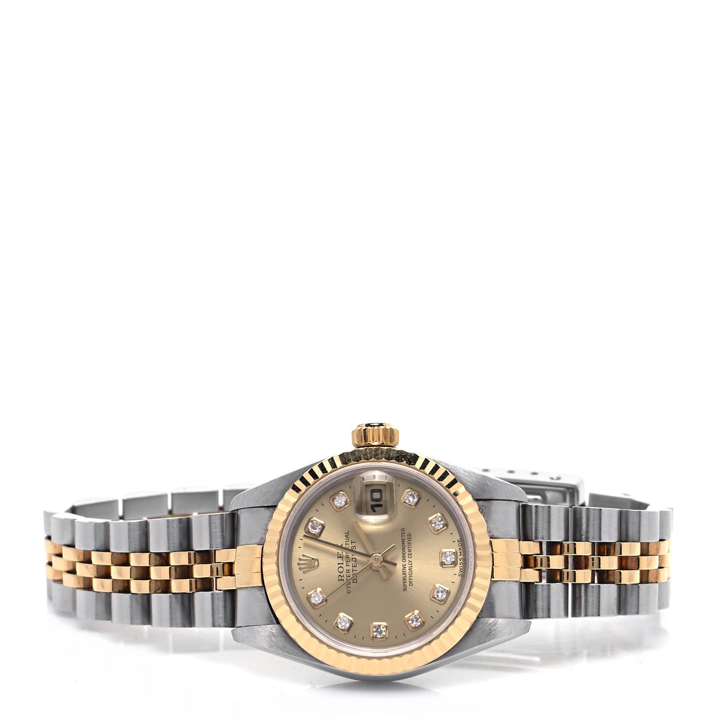 Stainless Steel 18K Yellow Gold Diamond 26mm Oyster Perpetual Datejust Watch Champagne 69173