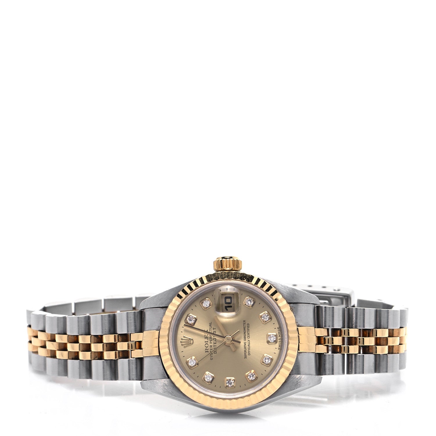 Rolex Stainless Steel 18K Yellow Gold Diamond 26mm Oyster Perpetual Datejust Watch Champagne 69173 2 of 4
