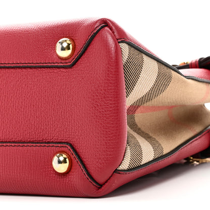 Burberry Grainy Calfskin House Check Small Banner Tote Red 9 of 9