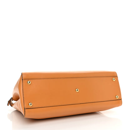 Fendi Vitello Morgan Fabric Jacquard Pequin Medium Peekaboo Iconic Satchel Giallo Syrup Tobacco Black 3 of 8