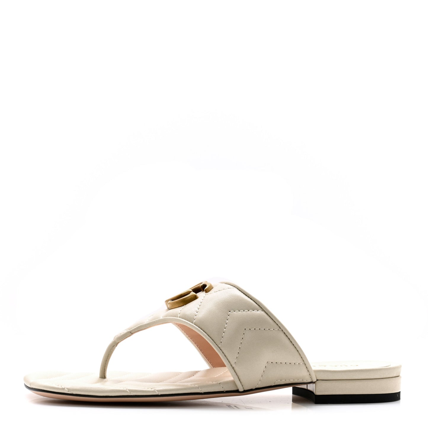 Nappa Charlotte Double G Marmont Thong Sandals 36 Mystic White
