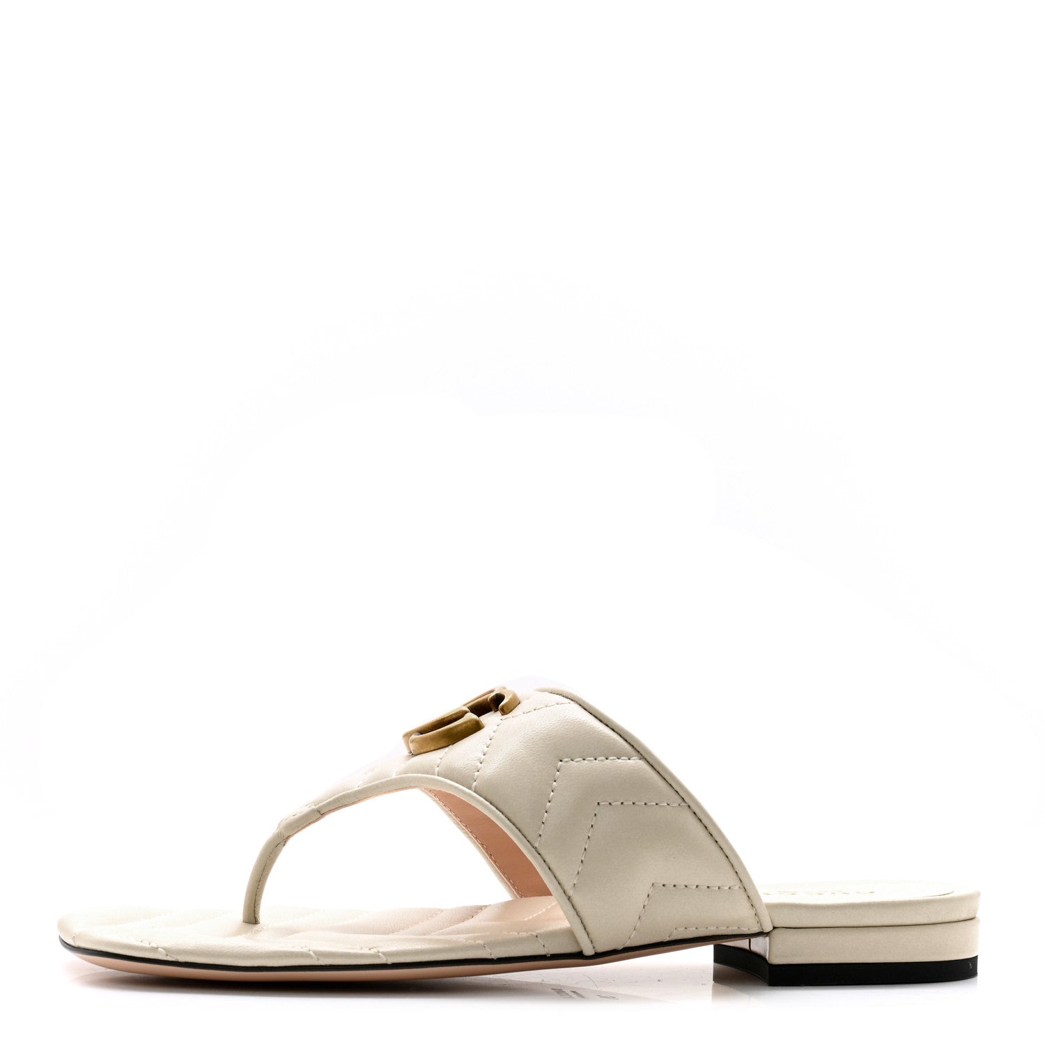 Gucci Nappa Charlotte Double G Marmont Thong Sandals 36 Mystic White 1 of 10
