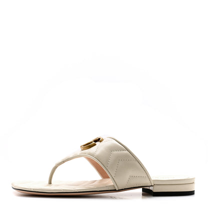 Gucci Nappa Charlotte Double G Marmont Thong Sandals 36 Mystic White 1 of 10
