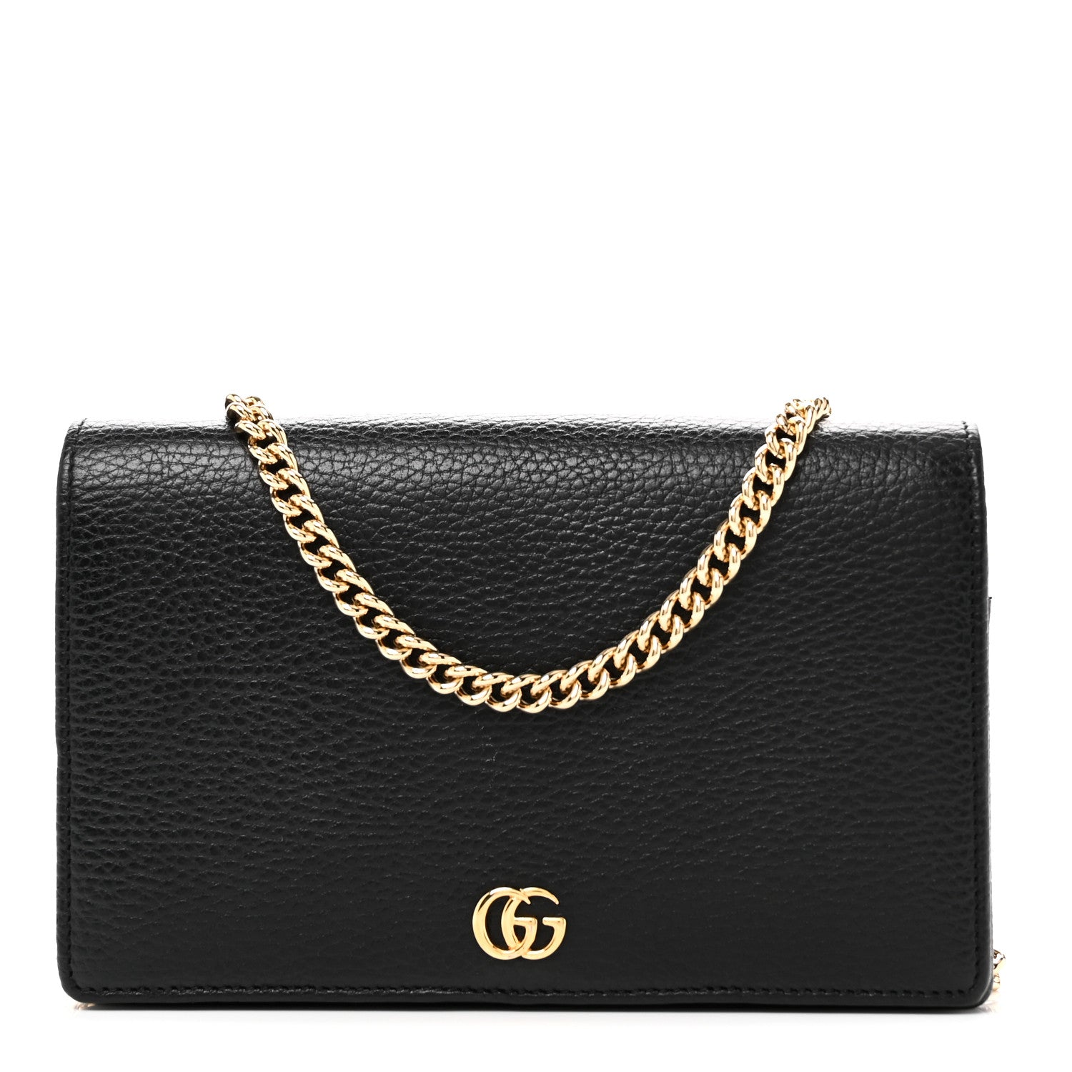 Gucci Calfskin Mini GG Marmont Chain Wallet Black 1 of 10