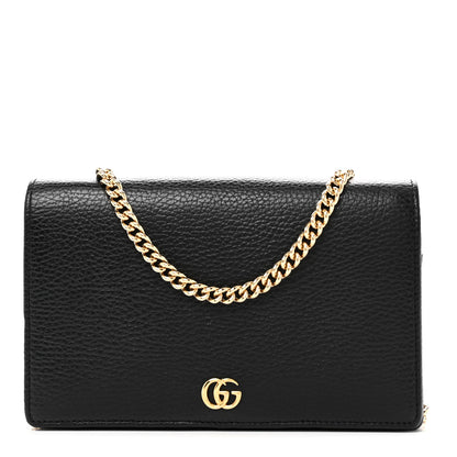 Gucci Calfskin Mini GG Marmont Chain Wallet Black 1 of 10