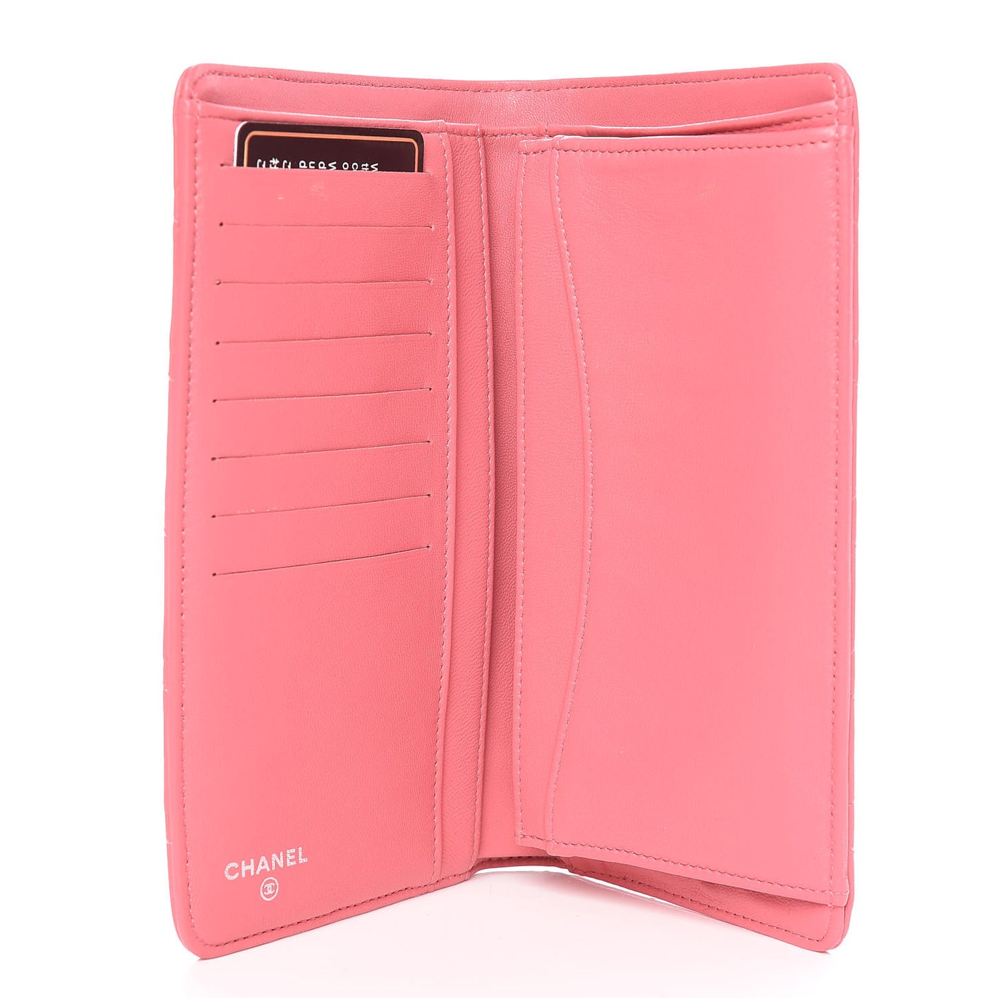 Lambskin Quilted Yen Wallet Dark Pink