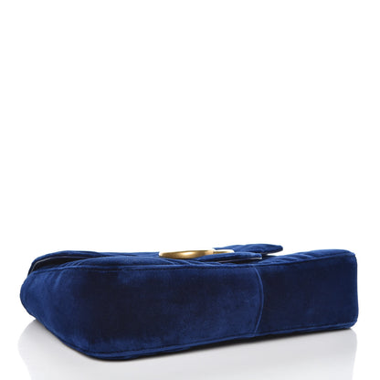 Gucci Velvet Matelasse Medium GG Marmont Shoulder Bag Cobalt Blue 4 of 8