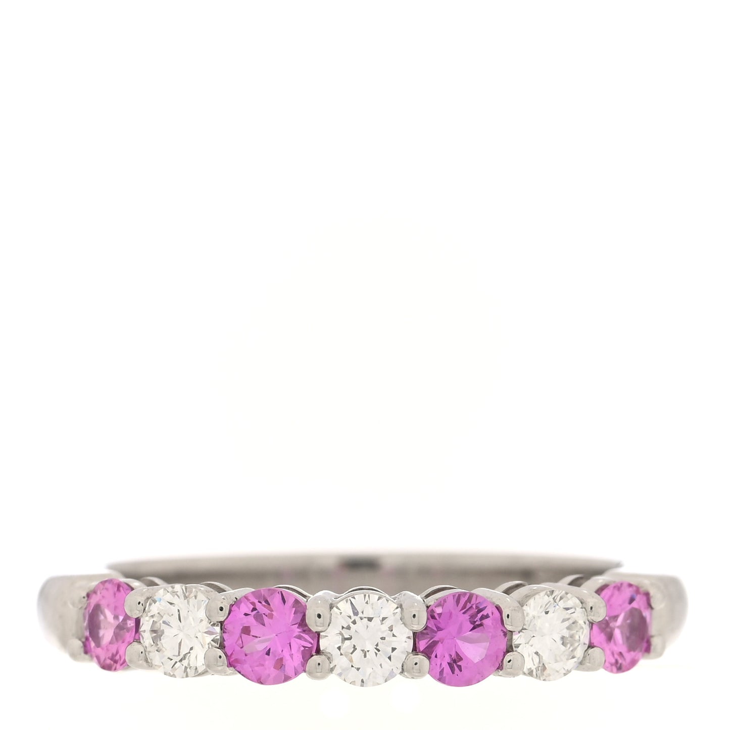 Platinum Diamond Pink Sapphire 3mm Embrace Half Circle Ring 50 5.5