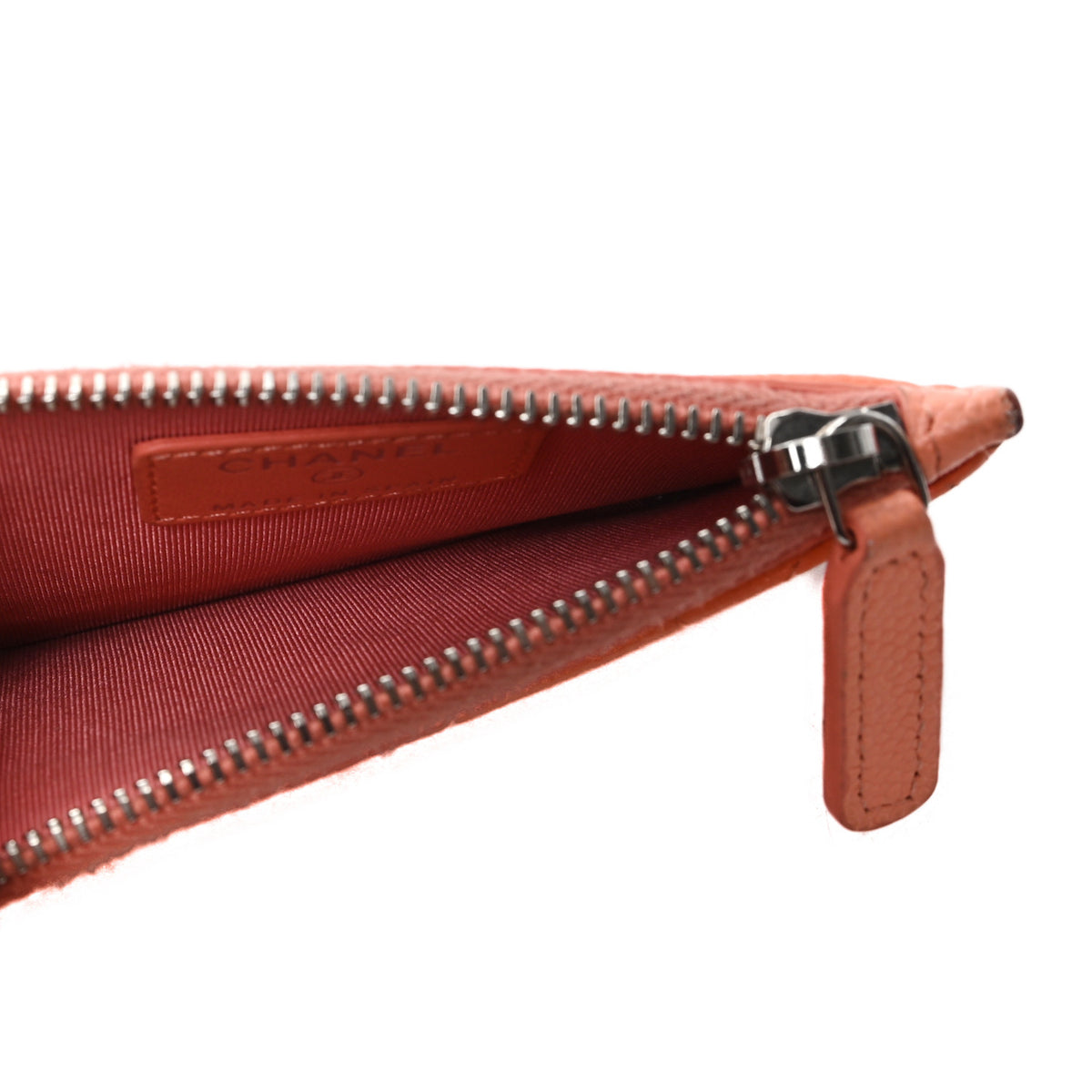 Chanel Caviar Quilted CC Zip Card Holder Orange 5 of 8