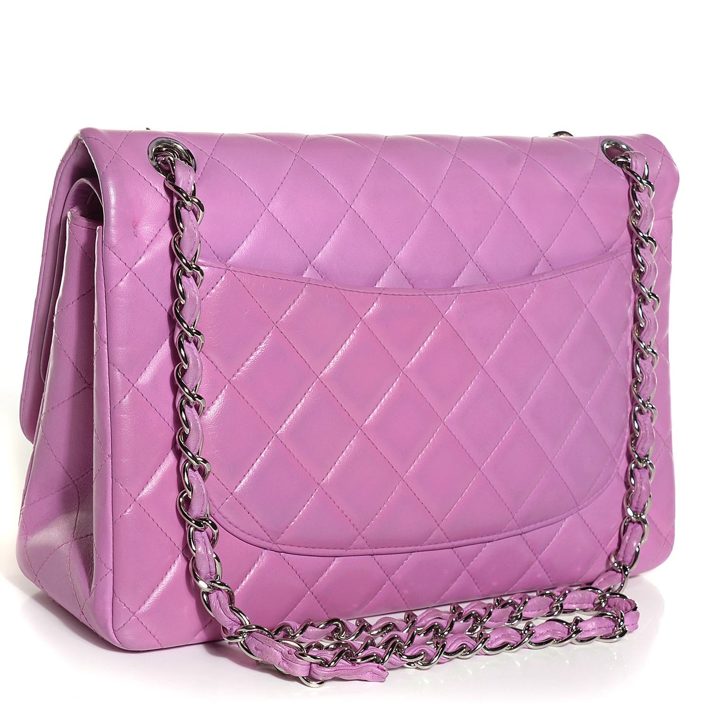 Lambskin Quilted Jumbo Double Flap Purple
