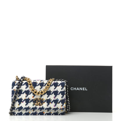 Chanel Tweed Quilted Chanel 19 Wallet On Chain WOC Ecru Navy Blue Multicolor 10 of 10