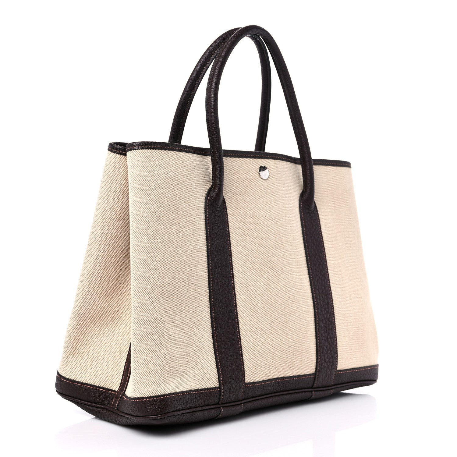 Hermes Buffle Skipper Toile Garden Party 36 MM Tote Marron Fonce 3 of 18