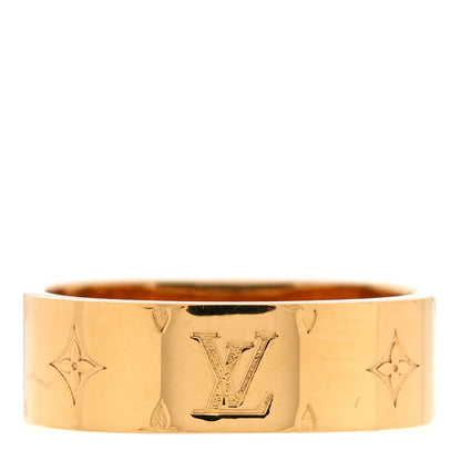 Louis Vuitton Brass Monogram Engraved Nanogram Ring S Gold 3 of 4