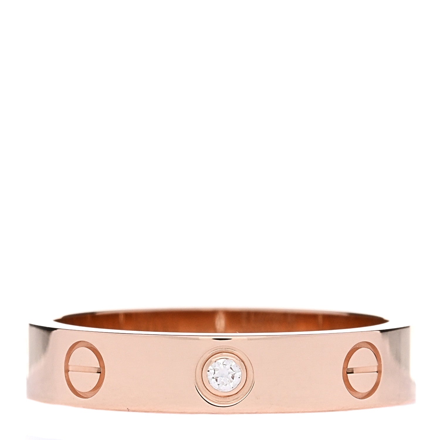 Cartier 18K Pink Gold Diamond 4mm LOVE Wedding Band Ring 54 6.75 1 of 5