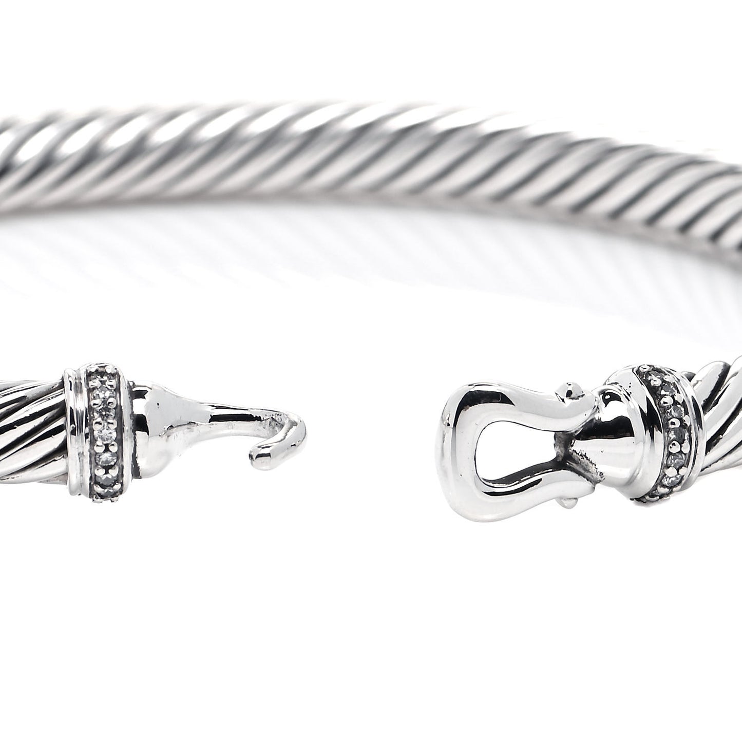 Sterling Silver Diamond 5mm Cable Buckle Bracelet