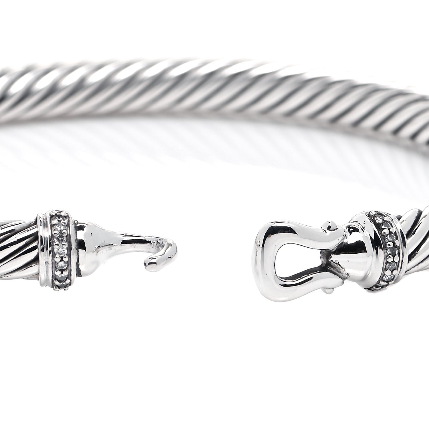 David Yurman Sterling Silver Diamond 5mm Cable Buckle Bracelet 4 of 5