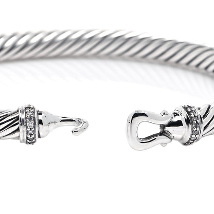 David Yurman Sterling Silver Diamond 5mm Cable Buckle Bracelet 4 of 5