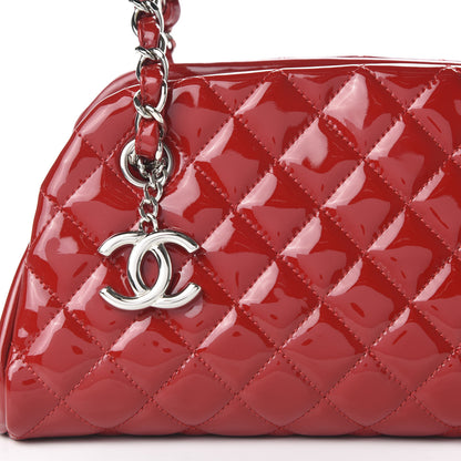 Chanel Patent Quilted Small Just Mademoiselle Bowling Bag Red 10 of 12