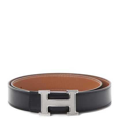 Hermes Box Togo 32mm Guilloche H Belt 90 Black Gold 1 of 9
