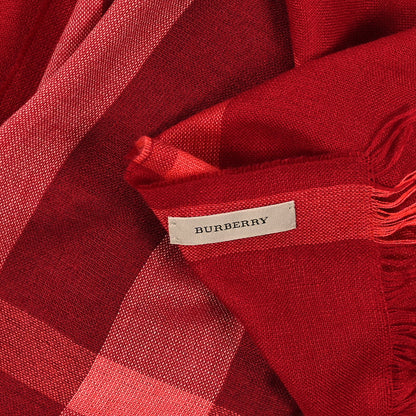Burberry Wool Silk Gauze Half Mega Check Lightweight Scarf Red 3 of 3