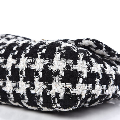 Chanel Tweed Quilted Large 19 Flap Black Ecru White 7 of 10