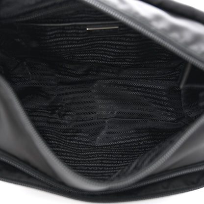 Prada Tessuto Nylon Saffiano Double Buckle Messenger Shoulder Bag Black 4 of 12