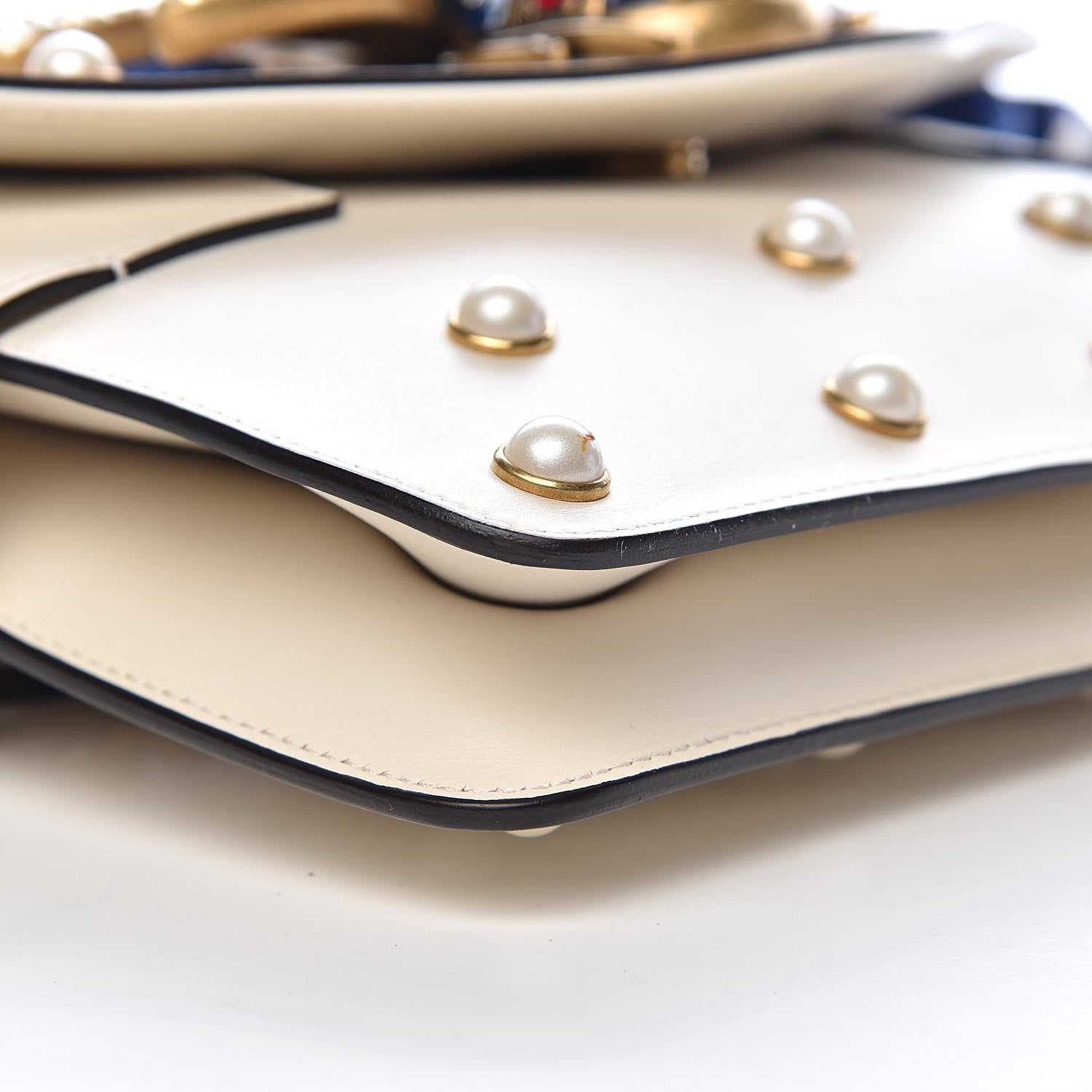 Gucci Nappa Pearl Studded Mini Queen Margaret Broadway Shoulder Bag Mystic White 8 of 10