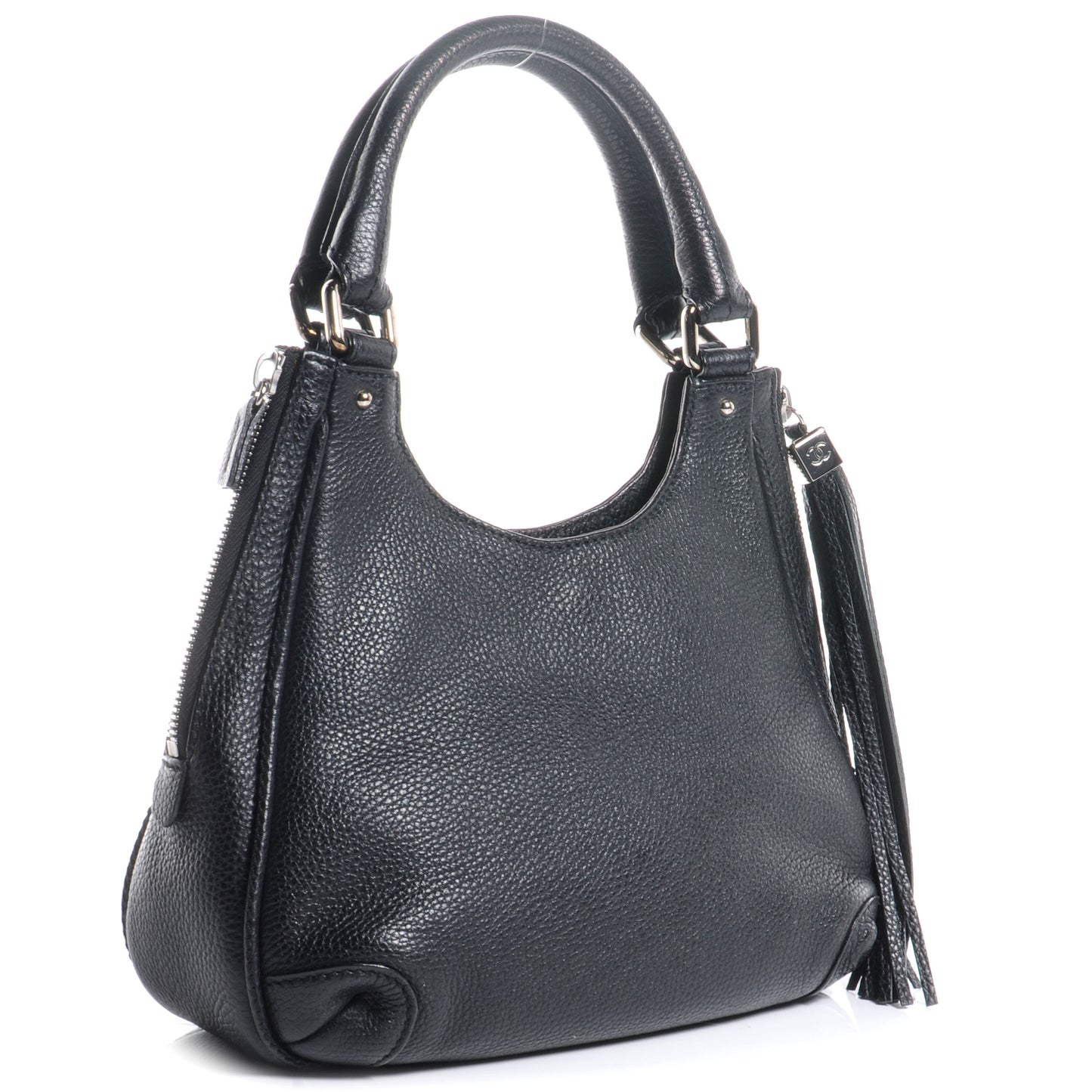 Leather Tassel Hobo Black