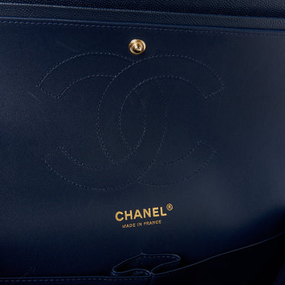 Chanel Caviar Quilted Jumbo Double Flap Navy Blue 6 of 11