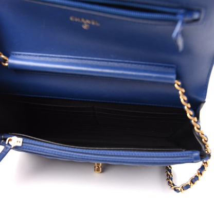 Chanel Lambskin Quilted Elegant CC Wallet On Chain WOC Blue Black 5 of 12