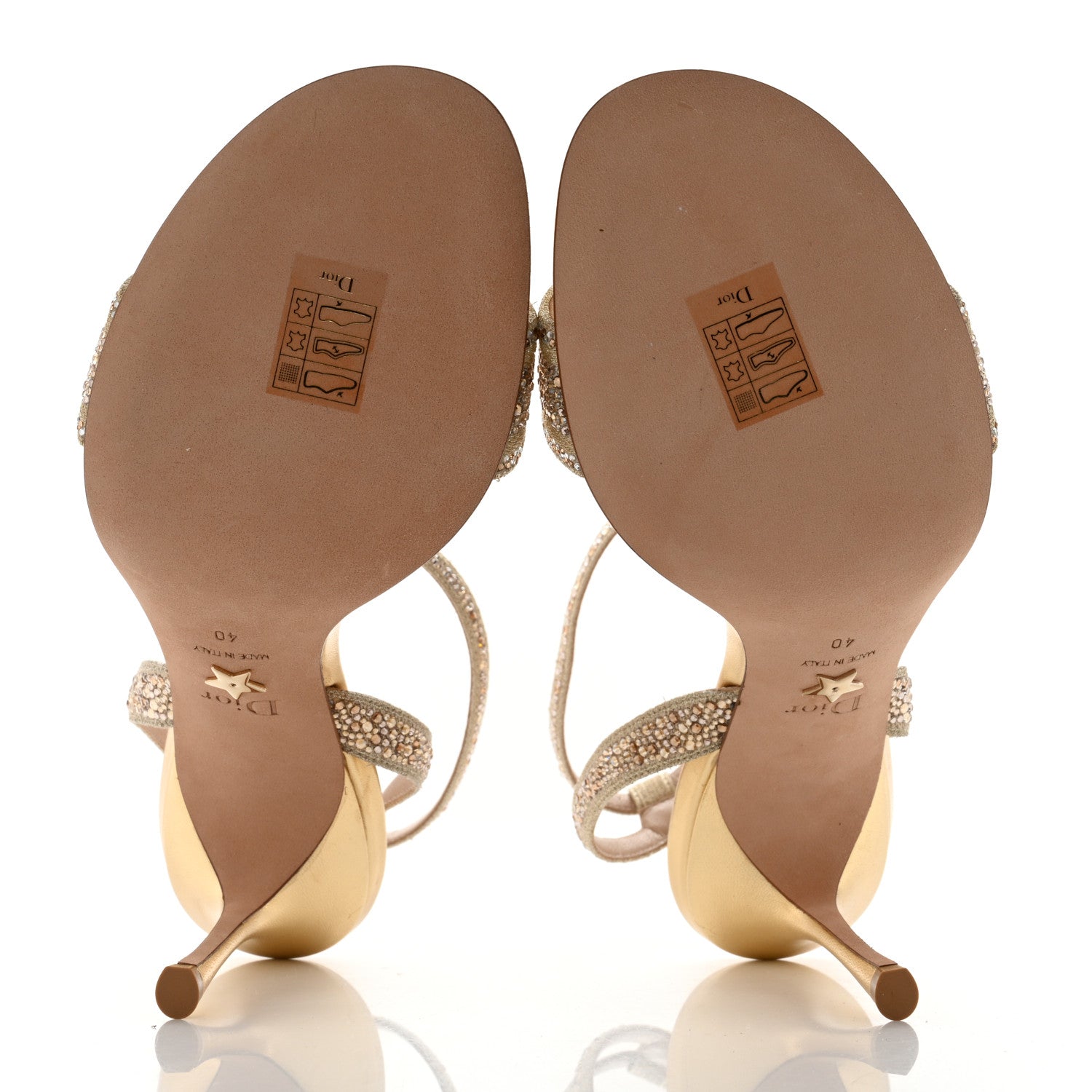 Christian Dior Laminated Calfskin Crystal Embroidered Dway 100mm Sandals 40 Gold 5 of 9