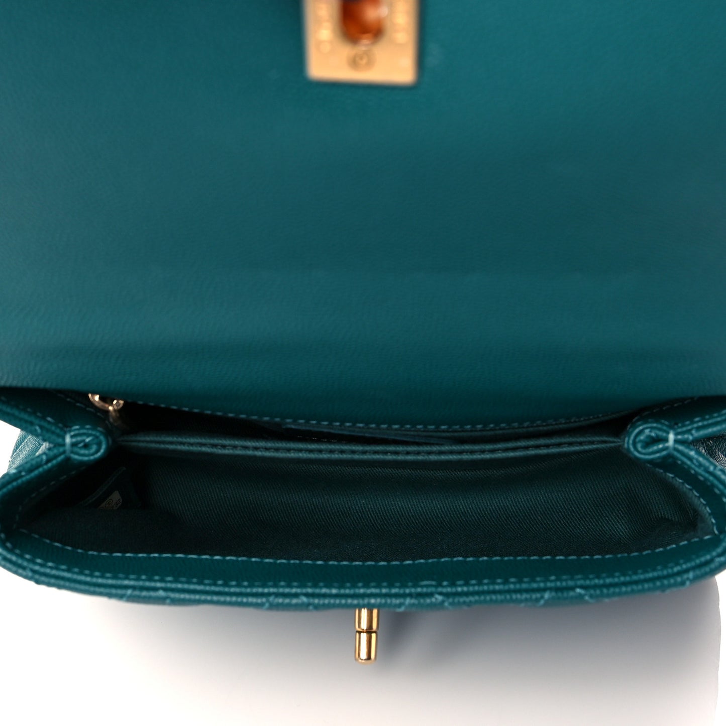 Caviar Quilted Mini Coco Handle Flap Green