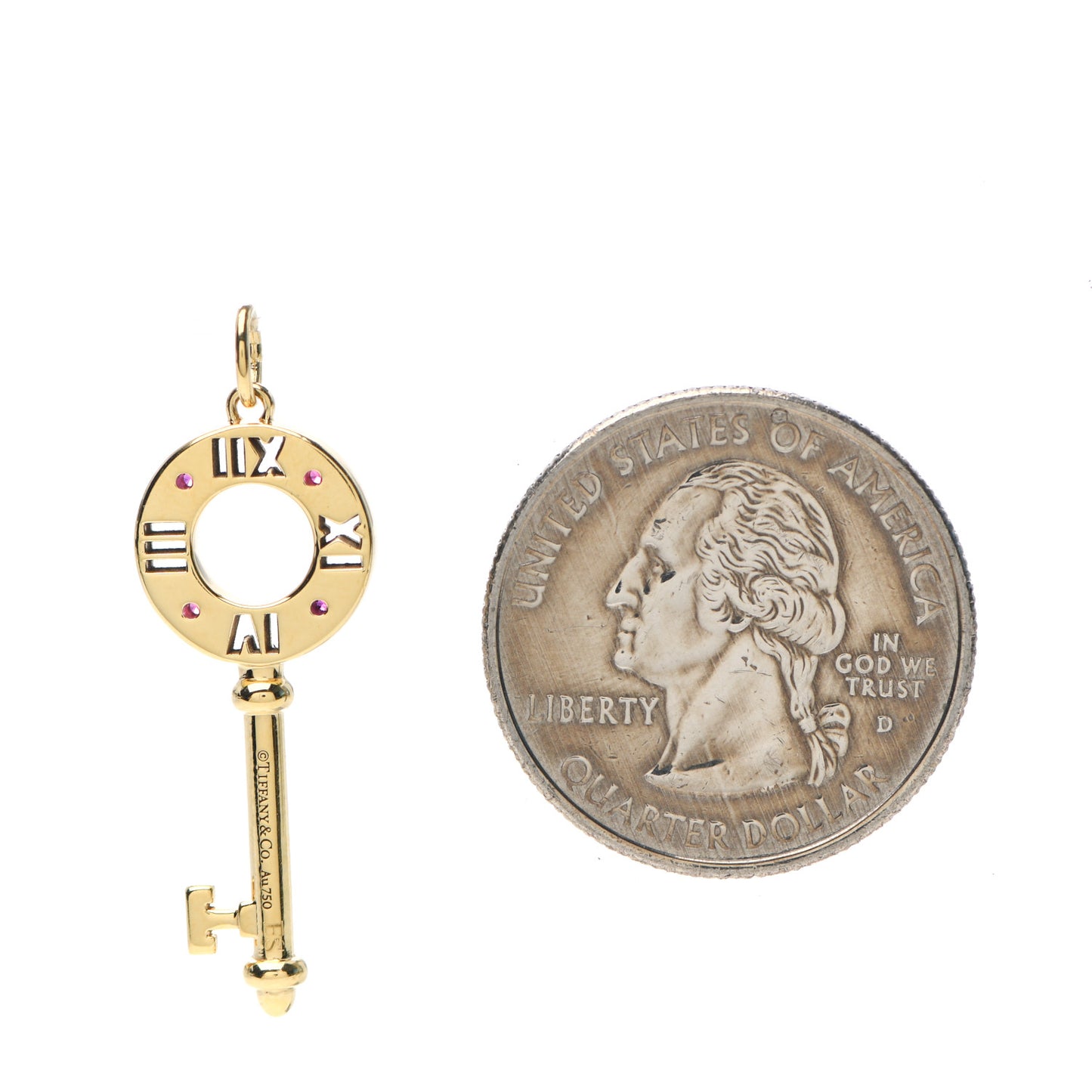 18K Yellow Gold Ruby Atlas Pierced Key Pendant