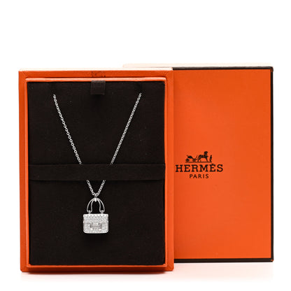 Hermes 18K White Gold Diamond Constance Amulettes Pendant Necklace 7 of 7