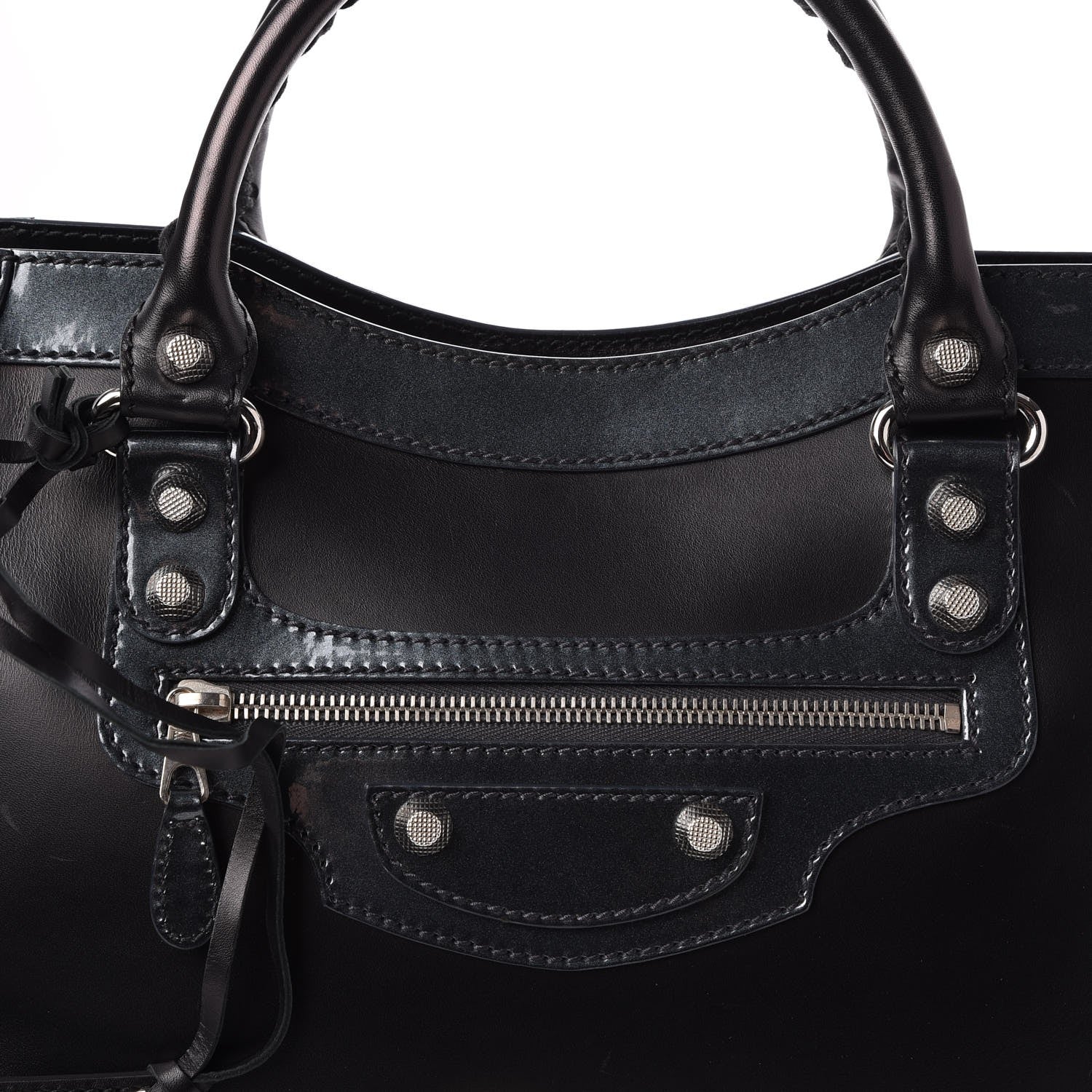Balenciaga Smooth Calfskin Metallic Patent Giant 12 Silver Hardware City Black Gris 9 of 11