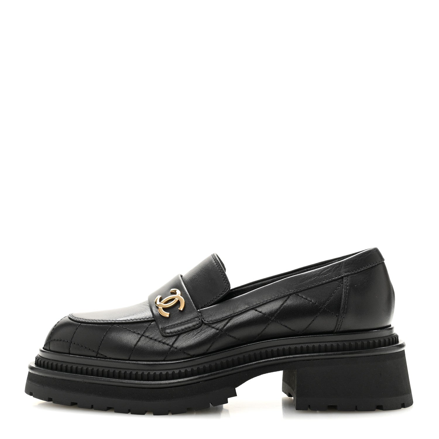 Chanel Calfskin Quilted CC Mocassin Loafers 37 Black 1 of 11