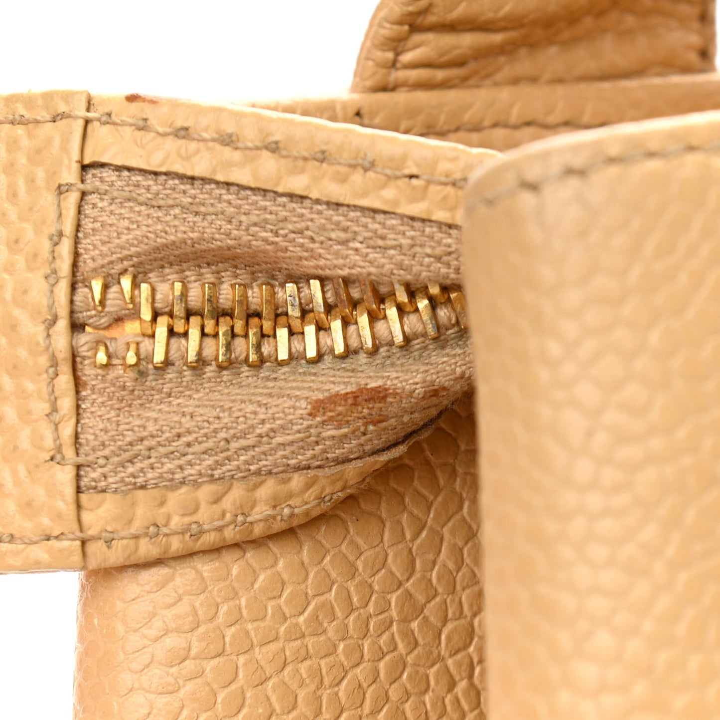 Caviar Logo Shoulder Bag Beige