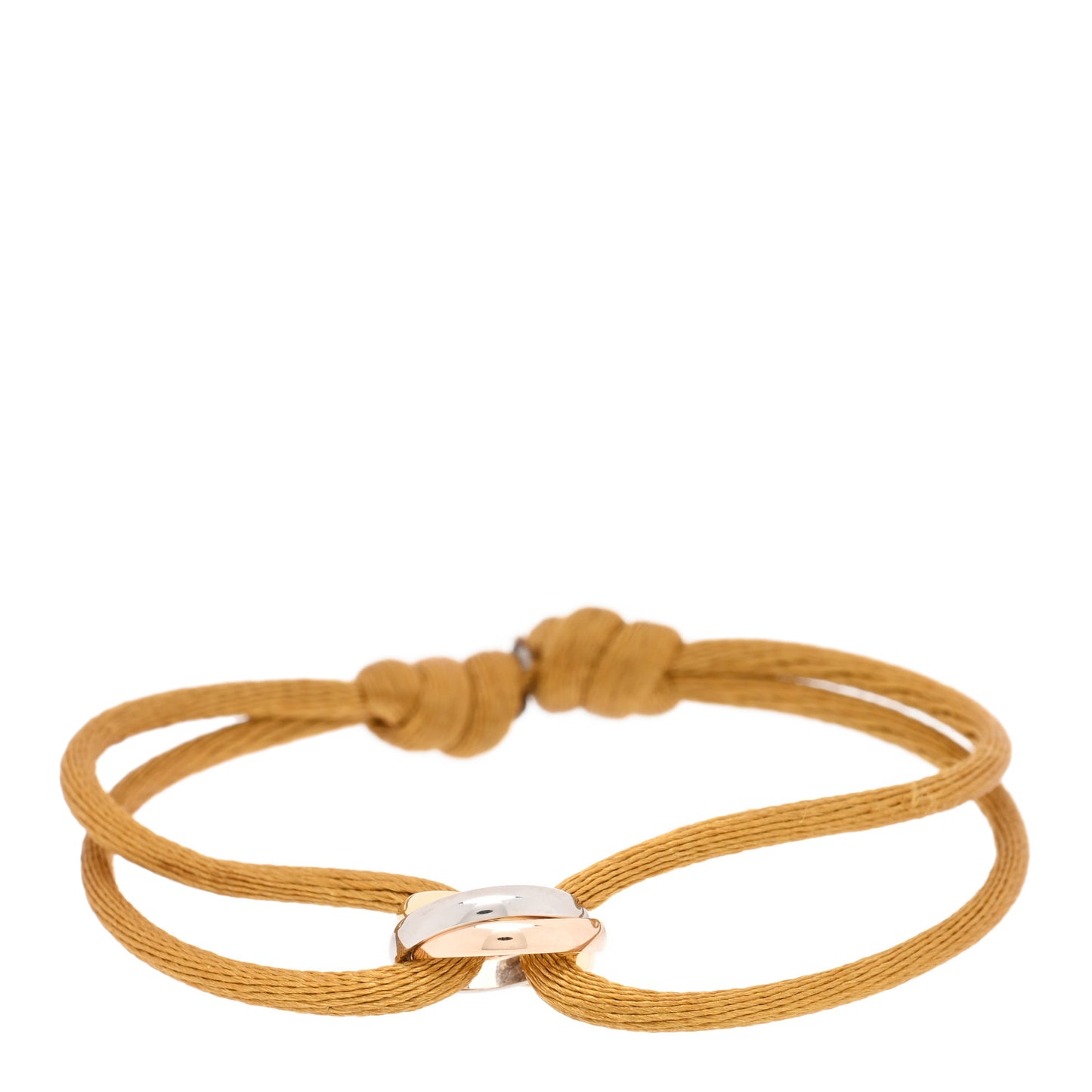 18K Pink Yellow White Gold Trinity Adjustable Cord Bracelet Gold