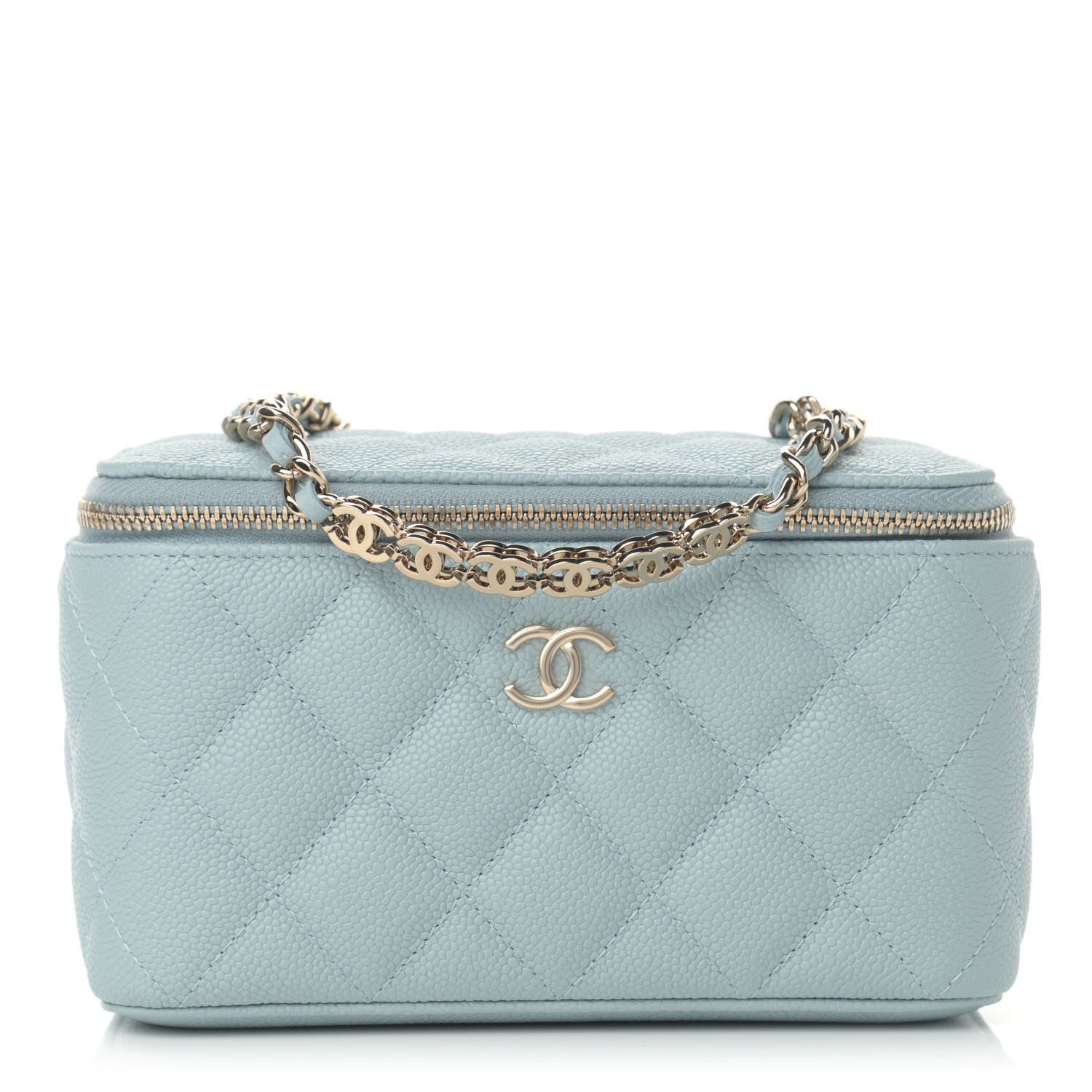Chanel Caviar Quilted Small Tiny CC Vanity Case With Chain Light Blue 1 of 11
