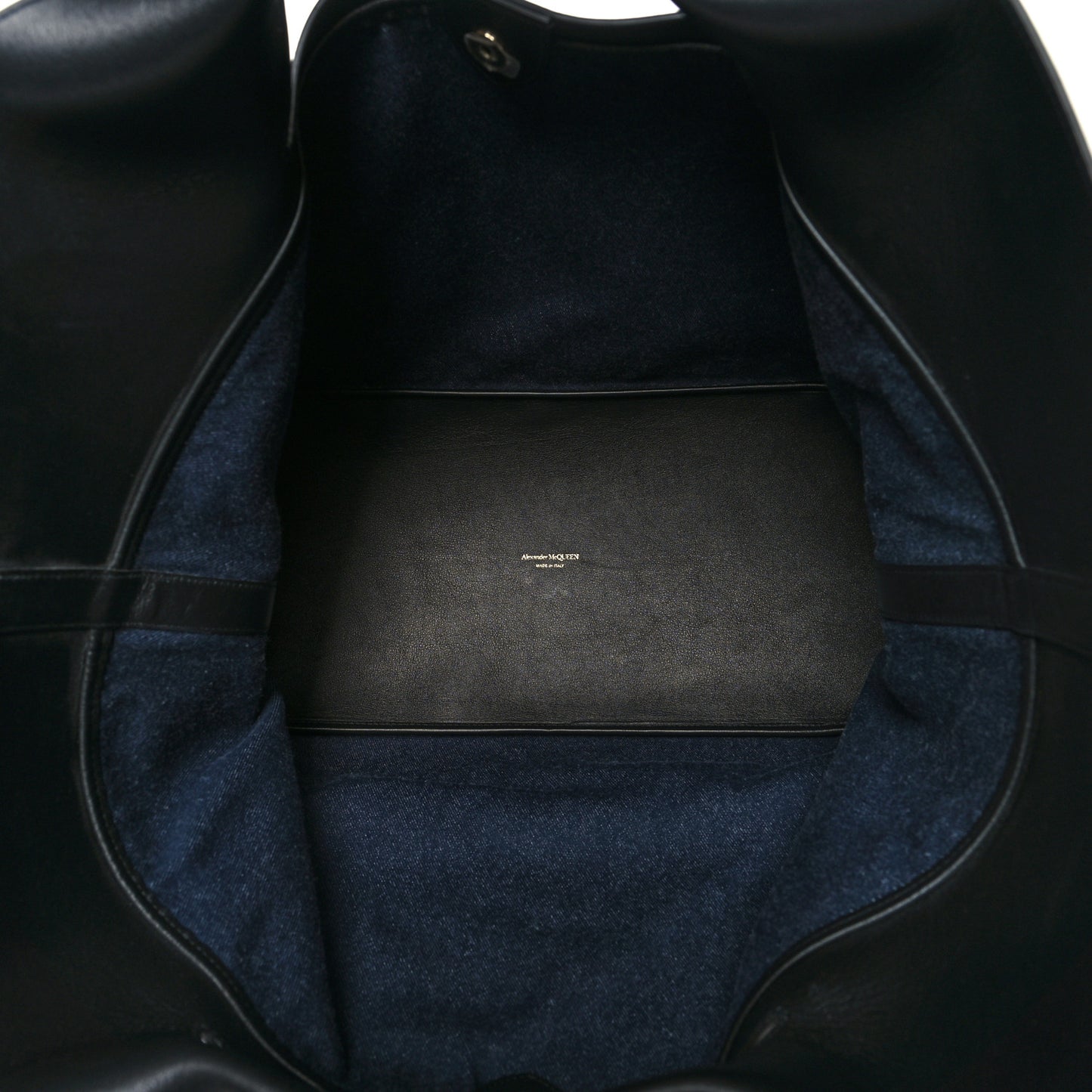 Calfskin Denim Large The Bow Bag Blue Black