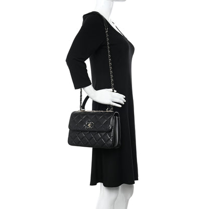 Chanel Lambskin Quilted Small Trendy CC Chain Dual Handle Flap Bag Black 2 of 11