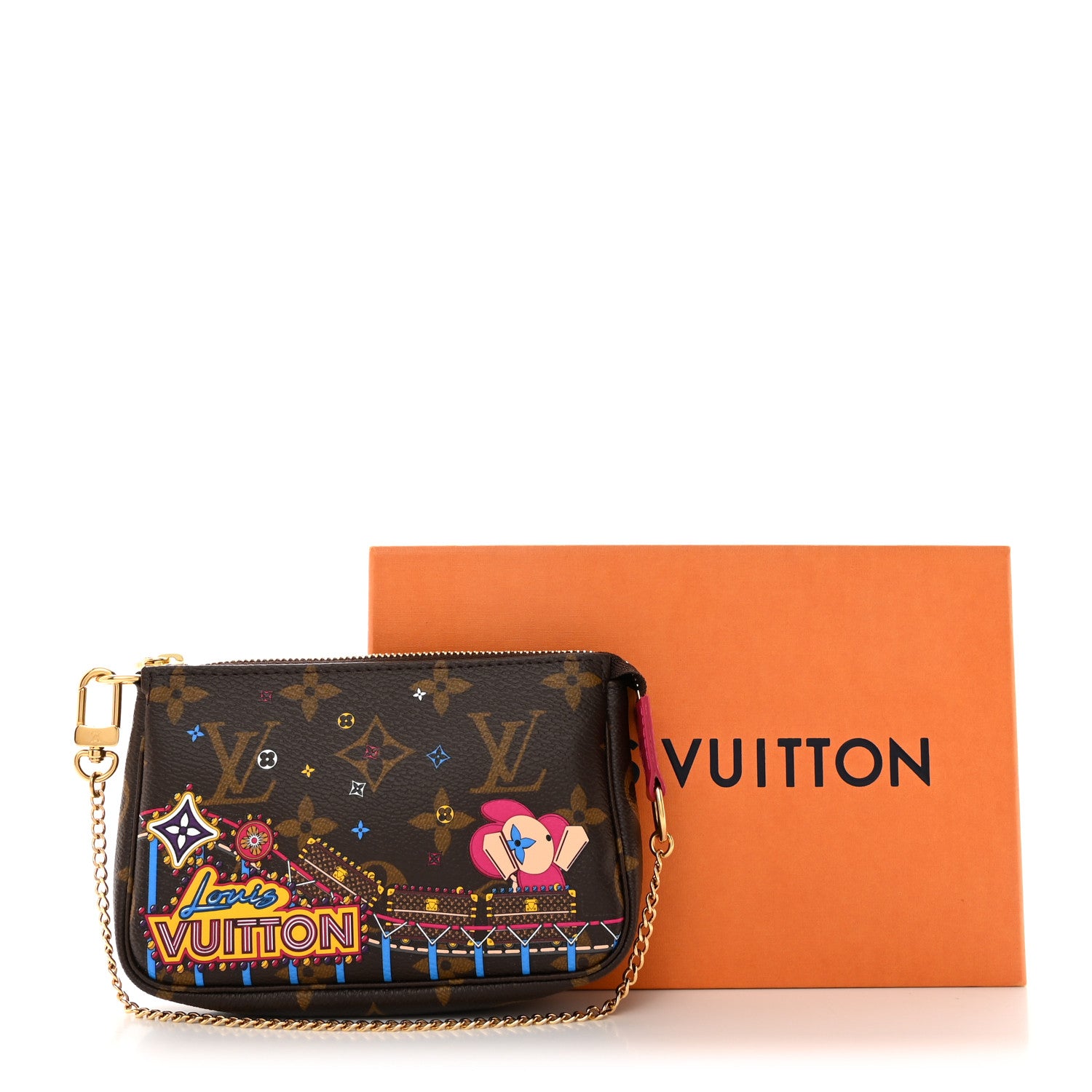 Louis Vuitton Monogram 2020 Christmas Animation Roller Coaster Mini Pochette Accessories Pivoine 9 of 9