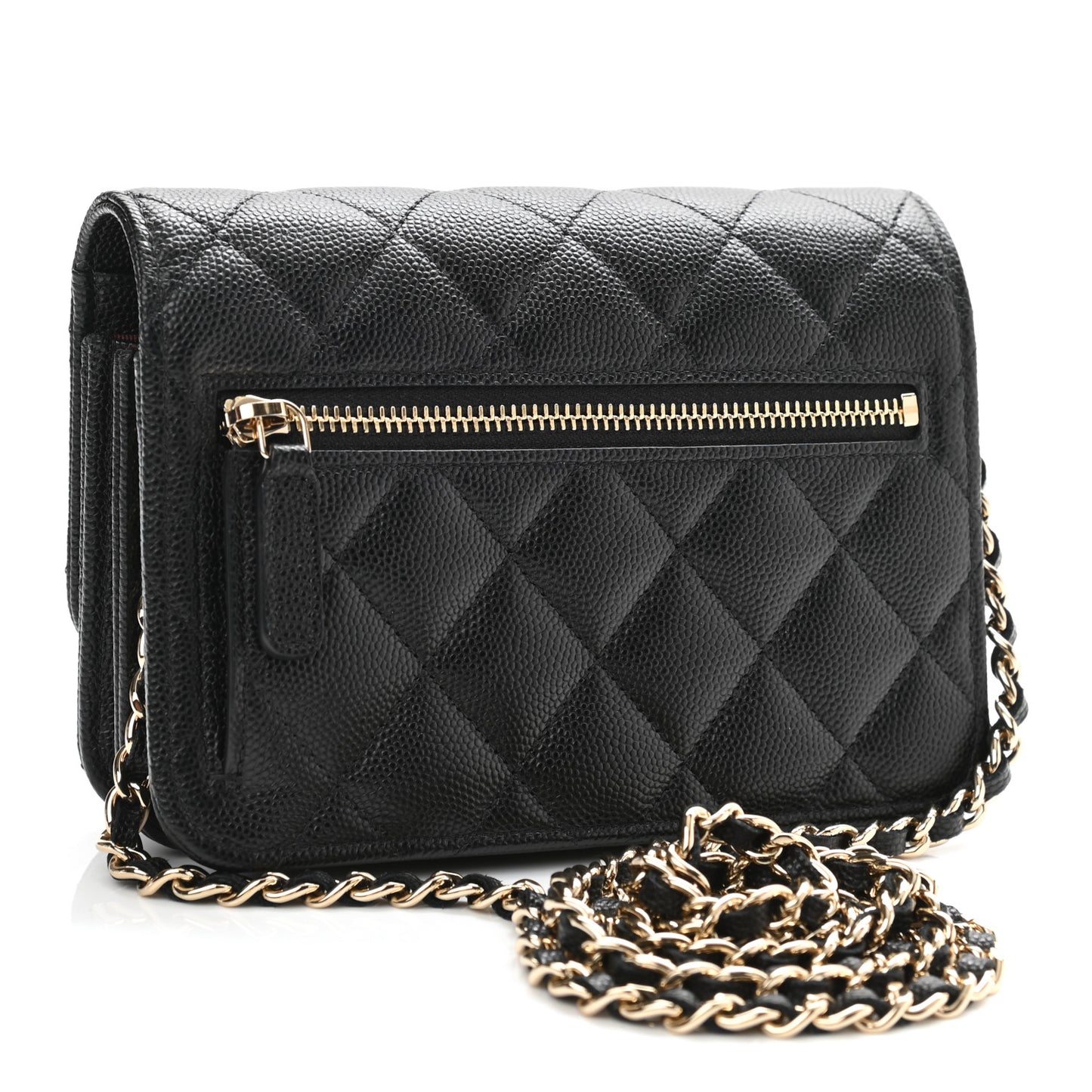 Caviar Quilted Mini Wallet On Chain WOC Black