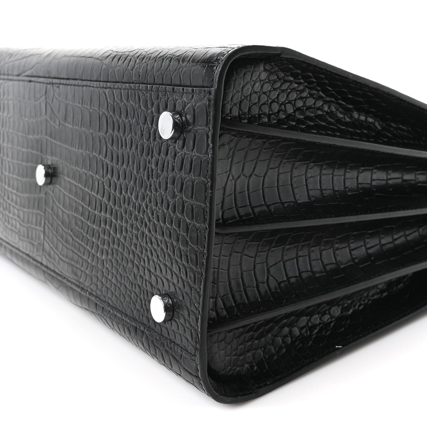 Calfskin Crocodile Embossed Small Sac de Jour Black