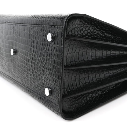 Saint Laurent Calfskin Crocodile Embossed Small Sac de Jour Black 10 of 10