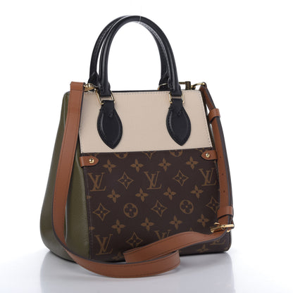 Louis Vuitton Calfskin Monogram Fold Tote PM Cream Khaki Black 3 of 10
