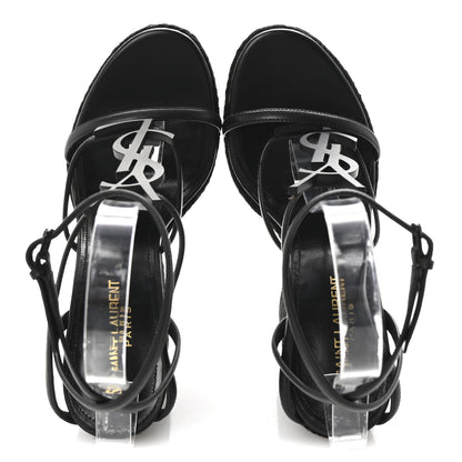 Saint Laurent Calfskin Cassandra Espadrille 105 Wedges 37 Black 2 of 9