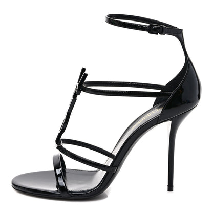 Saint Laurent Patent Cassandra 100 Sandals 38.5 Black 1 of 8